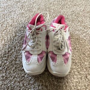 White and Pink Plaid Bowling Shoes